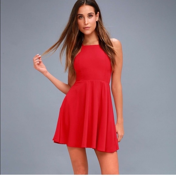 Lulus Call To Charm Red Skater Dress - Picture 1 of 12